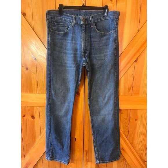 Levi’s 505 Blue Denim Regular Men's Red Tab Straight Jeans Size 34 X 32 (1416) - Picture 1 of 5